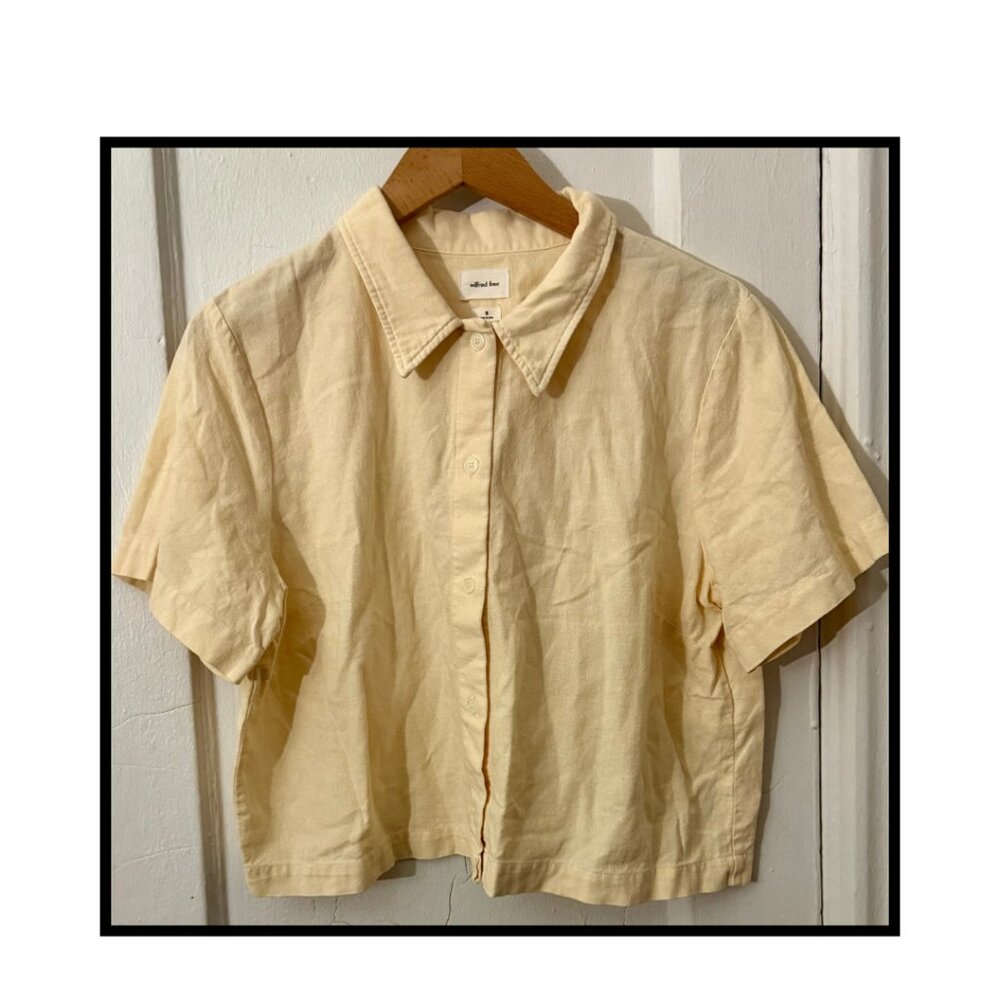 WILFRED Cropped Button Down Shirt In Yellow Size M